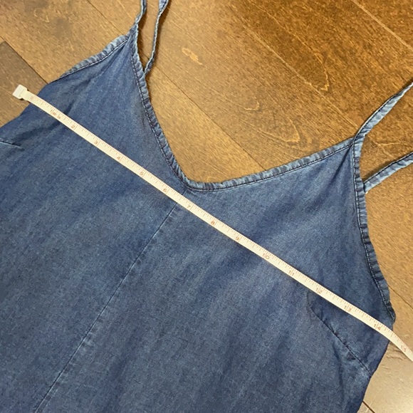 Don’t Ask Why by American Eagle Dark Blue Chambray Ruffle Hem Tank Romper - Picture 6 of 9